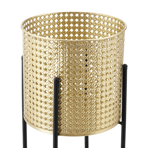 Conjunto de 2x suportes para plantas em metal Mol 50 x 21 x 21 cm e 70 x 24 x 24 x 24 cm - Preto e dourado en.casa