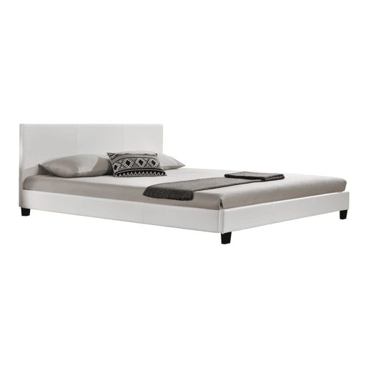 Corium Cama moderna em pele sintética Albacete - com colchão de espuma fria (180 x 200) (branco)