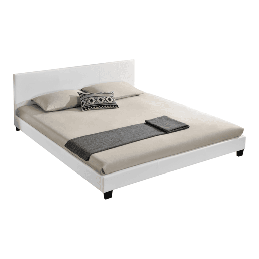 Corium Cama moderna em pele sintética Albacete - com colchão de espuma fria (180 x 200) (branco)