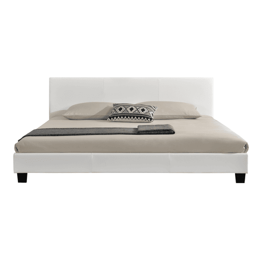 Corium Cama moderna em pele sintética Albacete - com colchão de espuma fria (180 x 200) (branco)