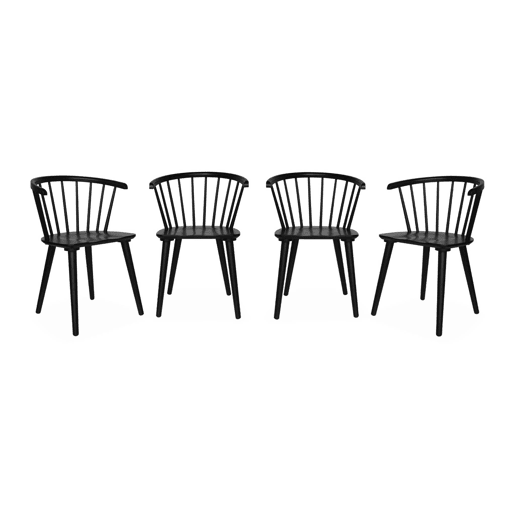Cadeira de bar em madeira e contraplacado, set de 4, Paula, Preto, 53x47.5x76 cm