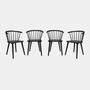 Cadeira de bar em madeira e contraplacado, set de 4, Paula, Preto, 53x47.5x76 cm