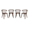 Cadeira de bar em madeira e contraplacado, set de 4, Paula, Madeira de nogueira, 53x47.5x76 cm