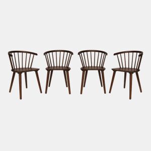 Cadeira de bar em madeira e contraplacado, set de 4, Paula, Madeira de nogueira, 53x47.5x76 cm