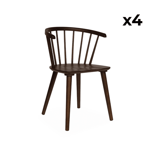 Cadeira de bar em madeira e contraplacado, set de 4, Paula, Madeira de nogueira, 53x47.5x76 cm