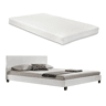 Corium Cama moderna em pele sintética Albacete - com colchão de espuma fria (160 x 200) (branco)