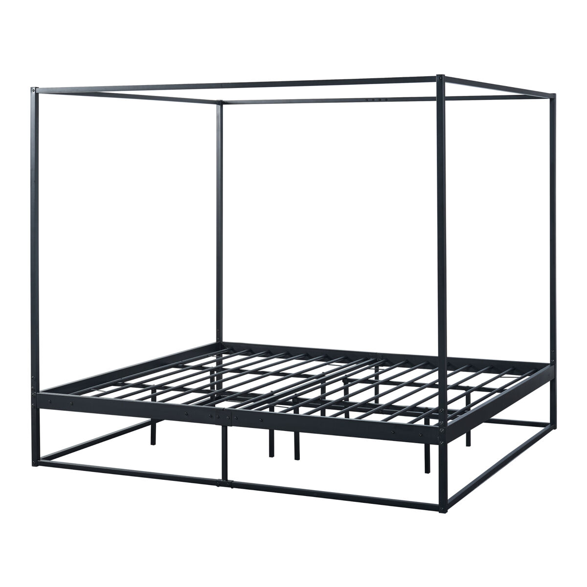 Cama con baldaquín kristianstad para dosel metal 180x200cm - negro [en.casa]