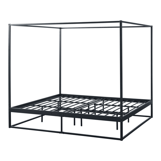 Cama de dossel Kristianstad com dossel de metal 180x200cm - Preto en.casa