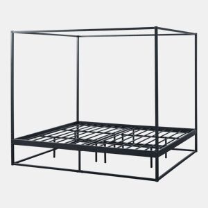 Cama de dossel Kristianstad com dossel de metal 180x200cm - Preto en.casa