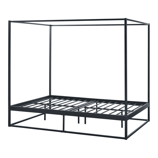 Cama de dossel Kristianstad com dossel de metal 140x200cm - Preto en.casa