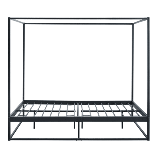 Cama de dossel Kristianstad com dossel de metal 140x200cm - Preto en.casa