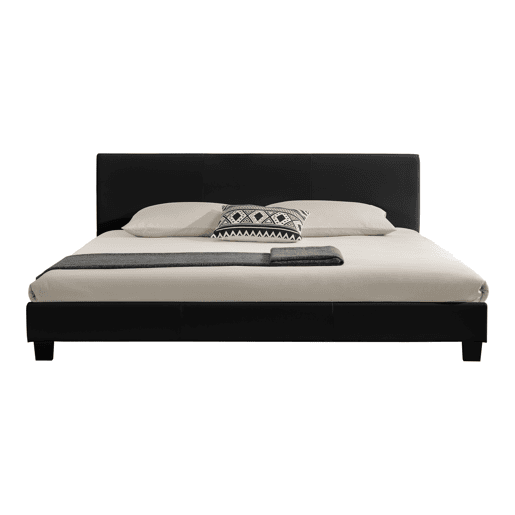 Corium Cama moderna em pele sintética Albacete - com colchão de espuma fria (180 x 200) (preto)