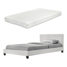 Corium Cama moderna em pele sintética Albacete - com colchão de espuma fria (140 x 200) (branco)