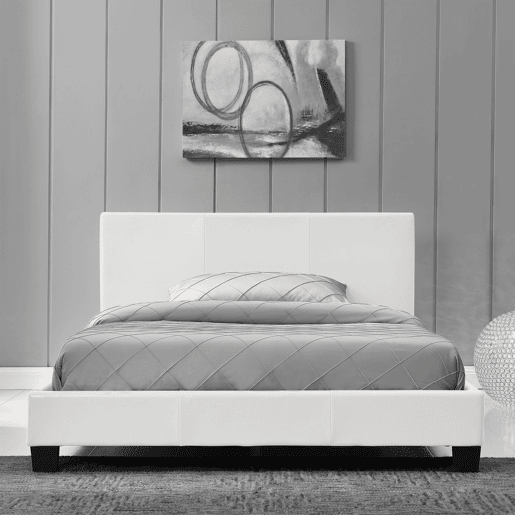 Corium Cama moderna em pele sintética Albacete - com colchão de espuma fria (140 x 200) (branco)