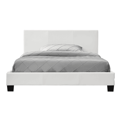 Corium Cama moderna em pele sintética Albacete - com colchão de espuma fria (140 x 200) (branco)