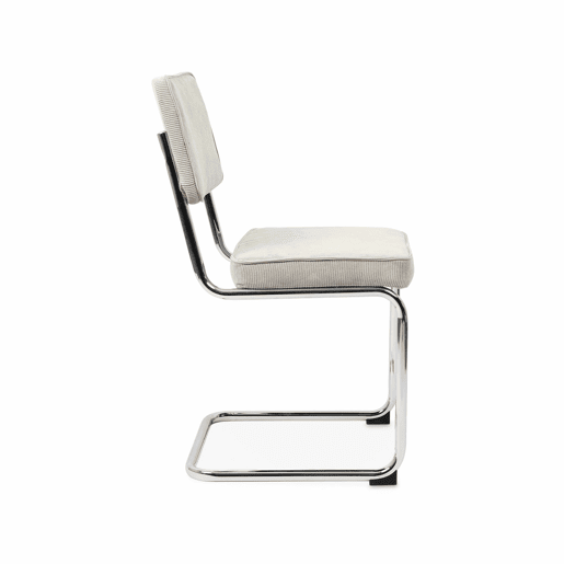 Cadeira cantilever em veludo cotelê, set de 2, Maja, Cinza bege, 46x54.5x84.5 cm
