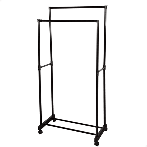 Max Home Burro de roupa altura dupla com sapateira e rodas 75x40x157 cm