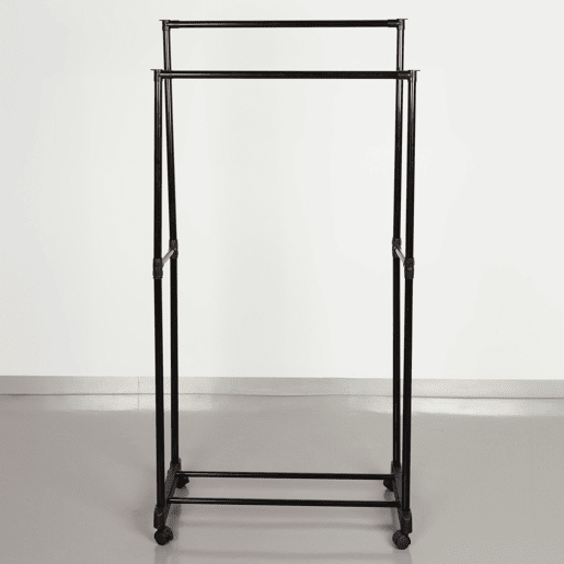 Max Home Burro de roupa altura dupla com sapateira e rodas 75x40x157 cm