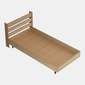 Cama Kvænangen com cabeceira 100x200cm - Carvalho e Rattan en.casa