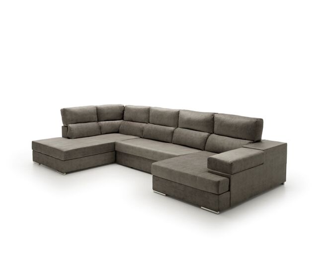 Sofa gran chaise longue cama massima diseño gris oscuro izquierda