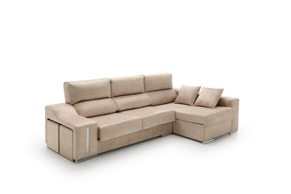 Sofa Chaise Longue Reclinable y Deslizante con Puffs Serena