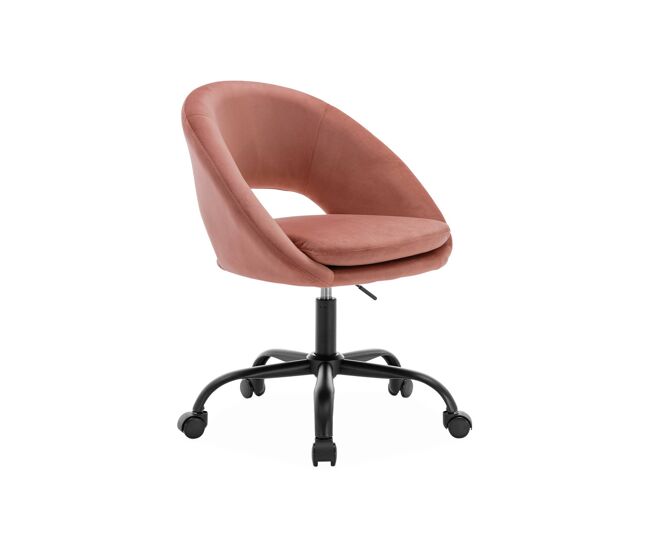 Silla de oficina de terciopelo con ruedas rosa viejo - 59x60x89 cm