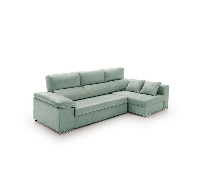 Sofa chaise longue cama con arcón giulia agua marina derecha