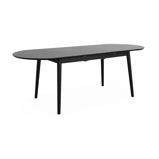 Mesa de jantar extensível com capacidade, 6 a 8 pessoas, Lisa, Preto, 160x90x75 cm