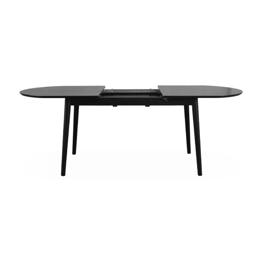 Mesa de jantar extensível com capacidade, 6 a 8 pessoas, Lisa, Preto, 160x90x75 cm