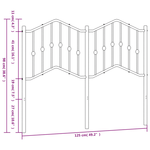 vidaXL Cabeceira de cama 120 cm metal branco