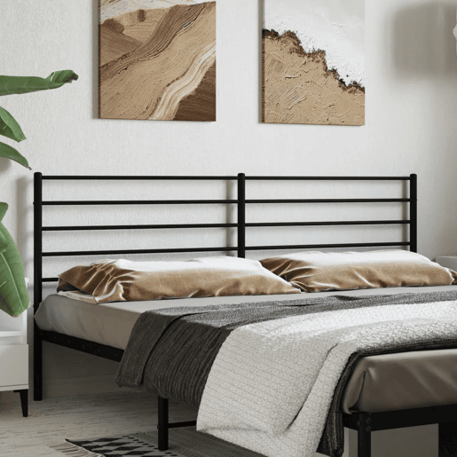 vidaXL Cabeceira de cama 200 cm metal preto vidaXL Cabeceira de cama 200 cm metal preto