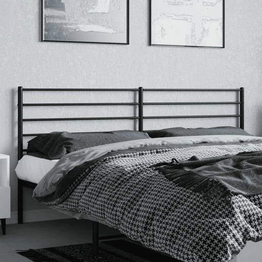 vidaXL Cabeceira de cama 200 cm metal preto vidaXL Cabeceira de cama 200 cm metal preto