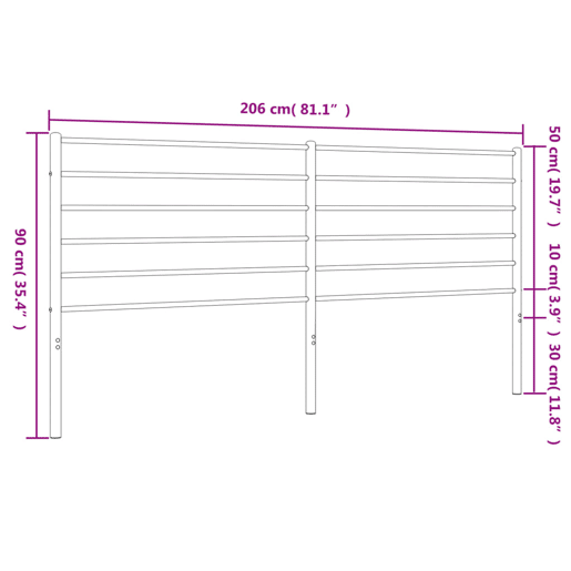 vidaXL Cabeceira de cama 200 cm metal preto vidaXL Cabeceira de cama 200 cm metal preto
