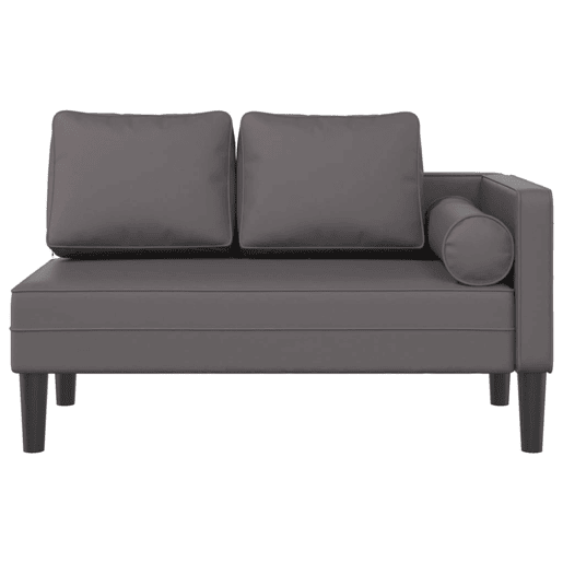 vidaXL Chaise longue com almofadões couro artificial cinzento vidaXL Chaise longue com almofadões couro artificial cinzento