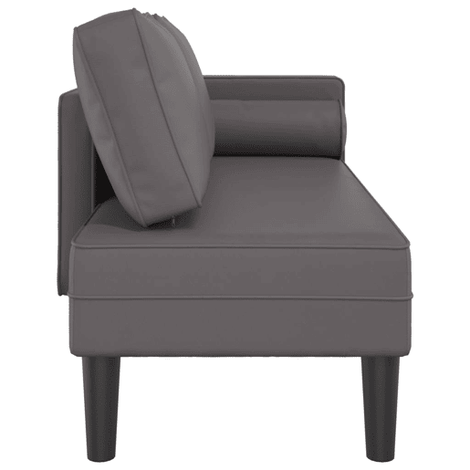vidaXL Chaise longue com almofadões couro artificial cinzento vidaXL Chaise longue com almofadões couro artificial cinzento