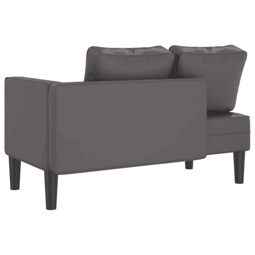 vidaXL Chaise longue com almofadões couro artificial cinzento vidaXL Chaise longue com almofadões couro artificial cinzento