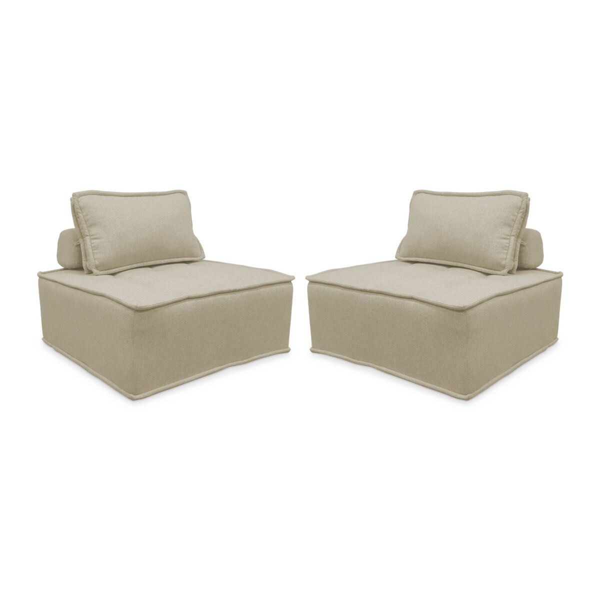 sofa modular en tela lisa 2 plazas dao beige 90x90x40 cm