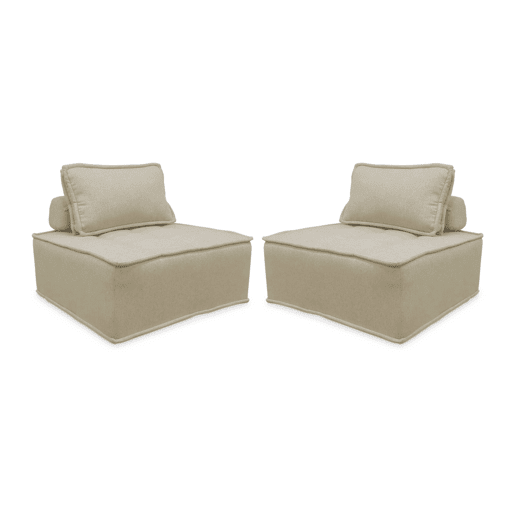 Sofá modular em tecido estofado de 2 lugares, Dao, Beige, 90x90x40 cm