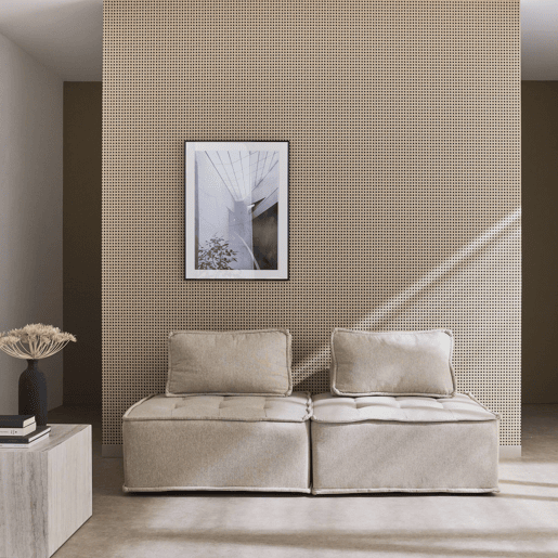 Sofá modular em tecido estofado de 2 lugares, Dao, Beige, 90x90x40 cm