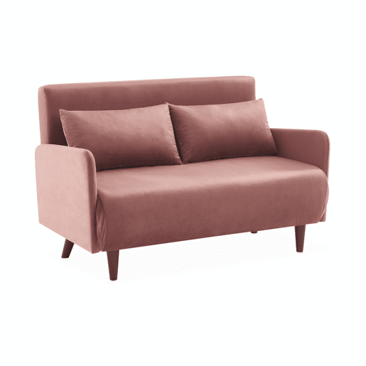 Sofá-cama em veludo com pernas de madeira de 2 lugares, Panam veludo, Portogallo, 131x75x81 cm