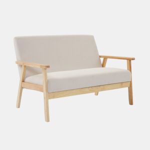Sofá em veludo canelado, pernas de madeira de 2 lugares, Isak veludo canelado, Creme, 114x69.5x73 cm