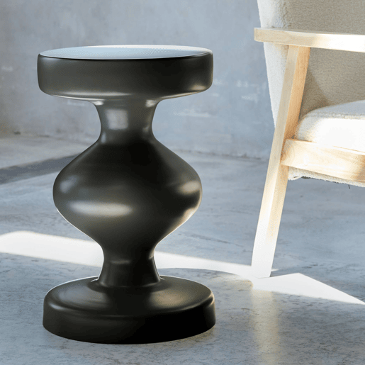 Mesa de apoio o mesa de cabeceira em metal, Hawa, Preto, 29.5x29.5x48.5 cm