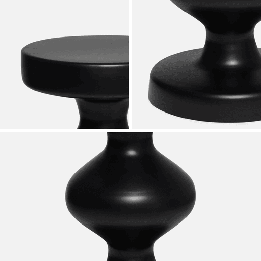 Mesa de apoio o mesa de cabeceira em metal, Hawa, Preto, 29.5x29.5x48.5 cm