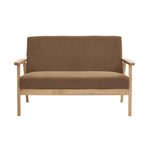 Sofá em veludo canelado, pernas de madeira de 2 lugares, Isak veludo canelado, Taupe, 114x69.5x73 cm