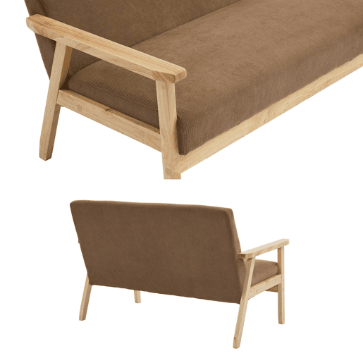 Sofá em veludo canelado, pernas de madeira de 2 lugares, Isak veludo canelado, Taupe, 114x69.5x73 cm