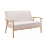 Sofá-bancada em tecido e pernas de madeira de 2 lugares, Isak, Beige, 114x69.5x73 cm