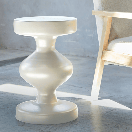 Mesa de apoio o mesa de cabeceira em metal, Hawa, Creme, 29.5x29.5x48.5 cm