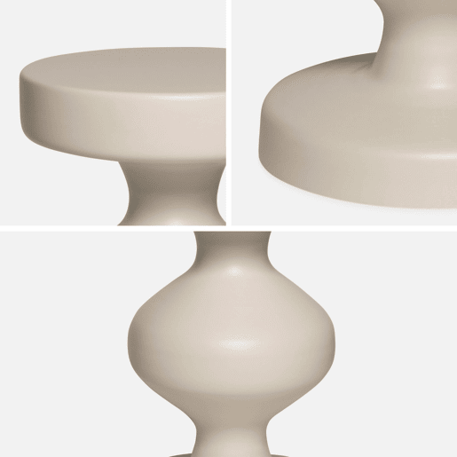 Mesa de apoio o mesa de cabeceira em metal, Hawa, Creme, 29.5x29.5x48.5 cm