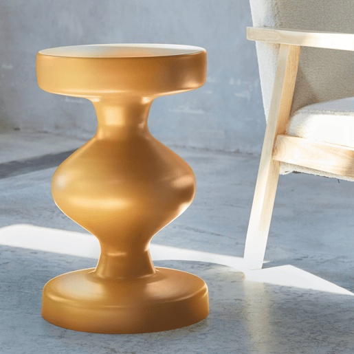 Mesa de apoio o mesa de cabeceira em metal, Hawa, Mostarda, 29.5x29.5x48.5 cm