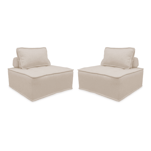 Sofá modular em tecido estofado de 2 lugares, Dao, Creme, 90x90x40 cm